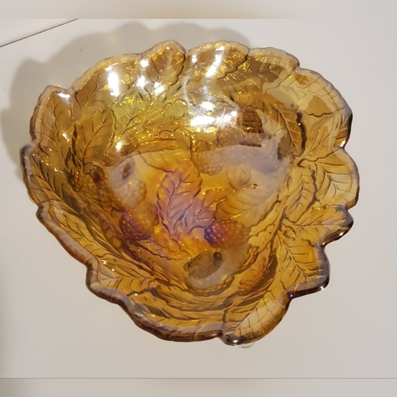 Vintage Indiana Carnival Iridescent Orange Amber Glass Bowl - Picture 4 of 8